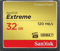 Карта памяти SANDISK 32 Гб, Compact Flash, чтение: 120 Мб/с, запись: 85 Мб/с, Extreme (SDCFXSB-032G-G46)