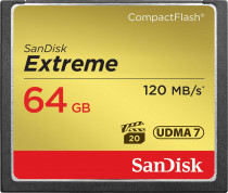 Карта памяти SANDISK 64 Гб, Compact Flash, чтение: 120 Мб/с, запись: 85 Мб/с, Extreme (SDCFXSB-064G-G46)