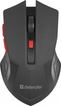 Мышь DEFENDER беспроводная (радиоканал), оптическая, 1600 dpi, USB, Accura MM-275 Black/Red, красный, чёрный (52276)