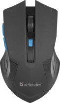 Мышь DEFENDER беспроводная (радиоканал), оптическая, 1600 dpi, USB, Accura MM-275 Black/Blue, синий, чёрный (52275)