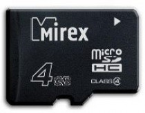 Карта памяти MIREX 4 Гб, microSDHC, чтение: 12 Мб/с, запись: 5 Мб/с (13612-MCROSD04)