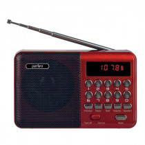 Радиоприемник PERFEO PALM FM+ 87.5-108МГц/ MP3/ питание USB или 18650/ красный (i90-BL) red (PF_A4871)