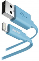 Кабель HAMA Flat Lightning (m) USB A(m) 1.2м синий плоский (00173646)