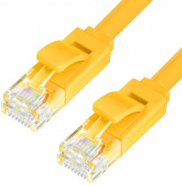 Патч-корд GREENCONNECT PROF плоский прямой 0.15m, UTP медь кат.6, желтый, позолоченные контакты, 30 AWG, , ethernet high speed 10 Гбит/с, RJ45, T568B (GCR-LNC622-0.15m)