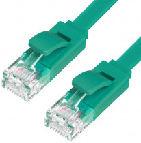 Патч-корд GREENCONNECT PROF плоский прямой 1.5m, UTP медь кат.6, зеленый, позолоченные контакты, 30 AWG, ethernet high speed 10 Гбит/с, RJ45, T568B (GCR-LNC625-1.5m)