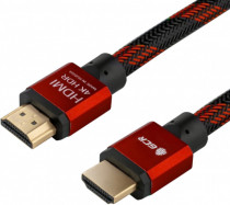 Кабель GREENCONNECT 0.5m HDMI версия 2.0, HDR 4:2:2, Ultra HD, 4K 60 fps 60Hz/5K*30Hz, 3D, AUDIO, 18.0 Гбит/с, 28/28 AWG, OD7.3mm, тройной экран, BICOLOR нейлон, AL красный, (GCR-51488)