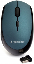 Мышь GEMBIRD беспроводная, синий, бесш.клик, soft touch, 3кн.+колесо-кнопка, 2400DPI, 2,4ГГц (MUSW-354-B)
