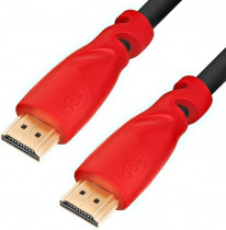 Кабель GREENCONNECT 2.0m, HDMI версия 2.0 HDR 4:2:2, Ultra HD, 4K 60 fps 60Hz/5K*30Hz, 3D, AUDIO, 18.0 Гбит/с, 28/28 AWG, OD7.3mm, тройной экран, черный, красные коннекторы, (GCR-HM3012-2.0m)