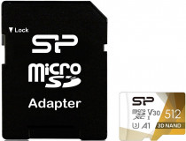 Карта памяти SILICON POWER 512 Гб, microSDXC, A1, V30, адаптер на SD, Superior Pro (SP512GBSTXDU3V20AB)