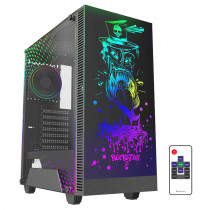 Корпус GAMEMAX Midi-Tower, без БП, , с окном, подсветка, USB 3.0, RGB, рисунок, чёрный (RockStar 2)