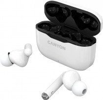 TWS гарнитура CANYON беспроводные наушники с микрофоном, затычки, Bluetooth, белый (CNE-CBTHS3W)