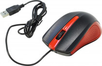 Мышь OKLICK проводная, оптическая, 1200 dpi, USB, Оклик 225M, красный, чёрный (TM-505 Black/red)