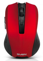 Мышь SVEN беспроводная (радиоканал), оптическая, 1400 dpi, USB, RX-350W, красный, чёрный (SV-019587)