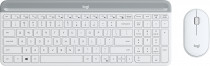 Клавиатура + мышь LOGITECH беспроводные, радиоканал, 1000 dpi, цифровой блок, USB, MK470 Slim Wireless Combo White, белый, серый (920-009207)