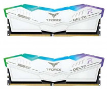 Комплект памяти TEAM GROUP 32 Гб, 2 модуля DDR5, 48000 Мб/с, CL38-38-38-78, 1.25 В, XMP профиль, радиатор, подсветка, 6000MHz, Team T-Force Delta RGB White, 2x16Gb KIT (FF4D532G6000HC38ADC01)