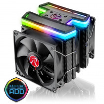 Кулер RAIJINTEK DELOS RBW (5V Addressable RGB cable) 6*6mm Heast-pipe ; Dual tower desing ;Rainbow (Addressable) LED ; 9025 PWM fan *3pcs ; Compatible with modern INTEL/AMD CPU socket ;Solid and univeral monting kits ; TDP 200W (0R10B00096)