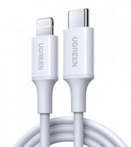 Кабель UGREEN US171 (10493) USB-C to Lightning M/M Cable Rubber Shell. Длина 1 м. Цвет: белый US171 (10493) USB-C to Lightning M/M Cable Rubber Shell 1m. - White (10493_)