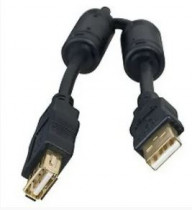 Удлинитель BION USB 2.0 A-A (m-f), позолоченные контакты, ферритовые кольца, 1.8м, черный (BXP-CCF-USB2-AMAF-018)