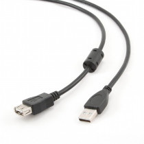 Удлинитель BION USB 2.0 A-A (m-f), позолоченные контакты, ферритовые кольца, 3м, черный (BXP-CCF-USB2-AMAF-030)