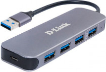 USB хаб D-LINK с 4 портами USB 3.0 (1 порт с поддержкой режима быстрой зарядки) (452253) (DUB-1340/D1A)