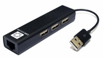 Ethernet-адаптер 5BITES USB2.0 3*USB2.0 RJ45 100MB BLACK (UA2-45-06BK)