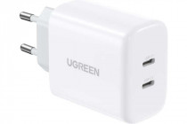 Сетевое зарядное устройство UGREEN 40 Вт, сила тока 3 A, 2x USB Type-C, быстрая зарядка, CD243 White (10343_)
