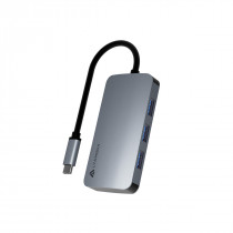 Разветвитель LYAMBDA Type-C 5 в 1 USB/PD Hub Slim Aluminum Gray (LC118)