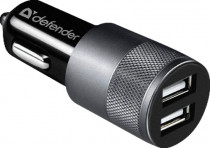 АЗУ DEFENDER 12 Вт, сила тока 2.1 A, 2x USB, UCA-21 (83821)