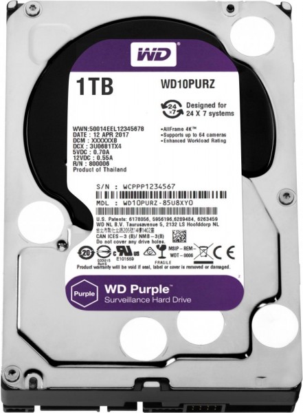 Жесткий диск WD 1 Тб, SATA-III, 5400 об/мин, кэш - 64 Мб, внутренний HDD, 3.5