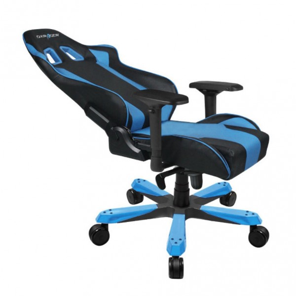 Кресло DXRACER искусственная кожа, до 180 кг, тип роликов: полумягкие, материал крестовины: металл, механизм качания, поясничный упор, цвет: синий, чёрный, King (OH/KS06/NB)