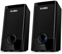 Акустическая система SVEN 2.0, мощность 5 Вт, 100-23000 Гц, материал колонок: пластик, USB/сеть, 318 Black (SV-015176)