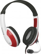 Гарнитура DEFENDER проводные наушники с микрофоном, накладные, 2 x mini jack 3.5 мм, 20-20000 Гц, импеданс: 32 Ом, регулятор громкости, Warhead G-120 Red/White, белый, красный (64098)