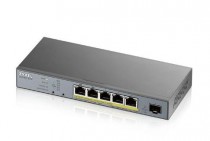 Коммутатор ZYXEL управляемый, 5 портов Ethernet 1 Гбит/с, 1 uplink/стек/SFP (до 1 Гбит/с), поддержка PoE/PoE+, GS1350-6HP (GS1350-6HP-EU0101F)