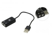 Звуковая карта внешняя DEFENDER USB 2.0, аналоговые аудиовыходы: стерео, ЦАП 16 бит / 44.1 кГц, Audio USB (63002)