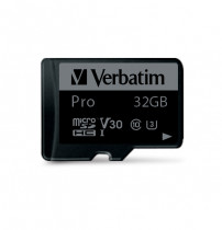 Карта памяти VERBATIM 32 Гб, microSDHC, чтение: 90 Мб/с, запись: 45 Мб/с, V30, адаптер на SD (Verbatim 47041)