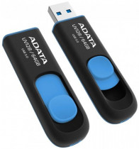 Флеш диск ADATA 64 Гб, USB 3.0, выдвижной разъем, UV128 Black/Blue (AUV128-64G-RBE)