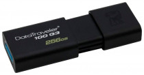 Флеш диск KINGSTON 256 Гб, USB 3.0, выдвижной разъем, DataTraveler 100 G3 Black (DT100G3/256GB)
