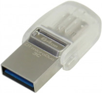 Флеш диск KINGSTON 64 Гб, USB 3.1/USB Type C, DataTraveler microDuo 3C (DTDUO3C/64GB)