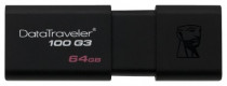 Флеш диск KINGSTON 64 Гб, USB 3.0, выдвижной разъем, DataTraveler 100 G3 Black (DT100G3/64GB)