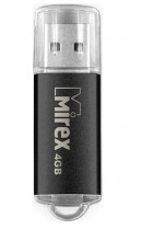 Флеш диск MIREX 4 Гб, USB 2.0, Unit Black (13600-FMUUND04)