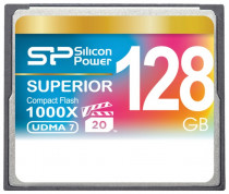Карта памяти SILICON POWER 128 Гб, Compact Flash, чтение: 150 Мб/с, запись: 80 Мб/с, 1000 x (SP128GBCFC1K0V10)