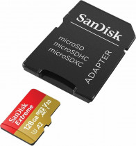 Карта памяти SANDISK 128 Гб, microSDXC, адаптер на SD, Extreme (SDSQXA1-128G-GN6MA)
