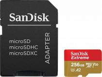 Карта памяти SANDISK 256 Гб, microSDXC, адаптер на SD, Extreme (SDSQXA1-256G-GN6MA)