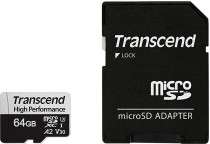 Карта памяти TRANSCEND 64 Гб, microSDXC, V30, адаптер на SD (TS64GUSD330S)