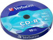 Диск CD-R VERBATIM 700Mb 52x Cake Box (10шт) (43725 10шт)