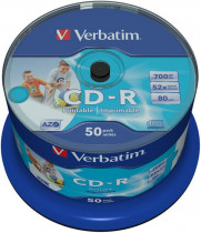 Диск CD-R VERBATIM 700Mb 52x Cake Box (50шт) Printable (43438) (43438 50шт)