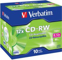 Диск CD-RW VERBATIM 700Mb 12x Jewel case (10шт) (43148 10шт)