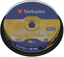 Диск DVD+RW VERBATIM 4,7Gb 4x Cake Box (10шт) (43488 10шт)