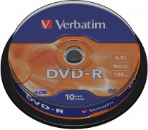 Диск DVD-R VERBATIM DVD-R 4,7Gb 16x Cake Box (10шт) (43523 10шт)