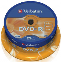 Диск DVD-R VERBATIM DVD-R 4,7Gb 16x Cake Box (25шт) (43522 25шт)